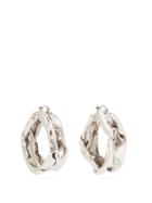 Matchesfashion.com Jil Sander - Hammered Sterling Silver Hoop Earrings - Womens - Silver