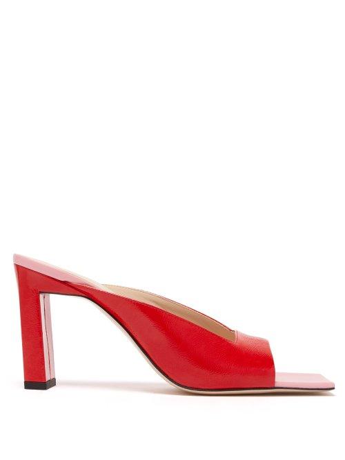 Matchesfashion.com Wandler - Isa Square Open Toe Leather Mules - Womens - Red