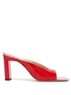Matchesfashion.com Wandler - Isa Square Open Toe Leather Mules - Womens - Red