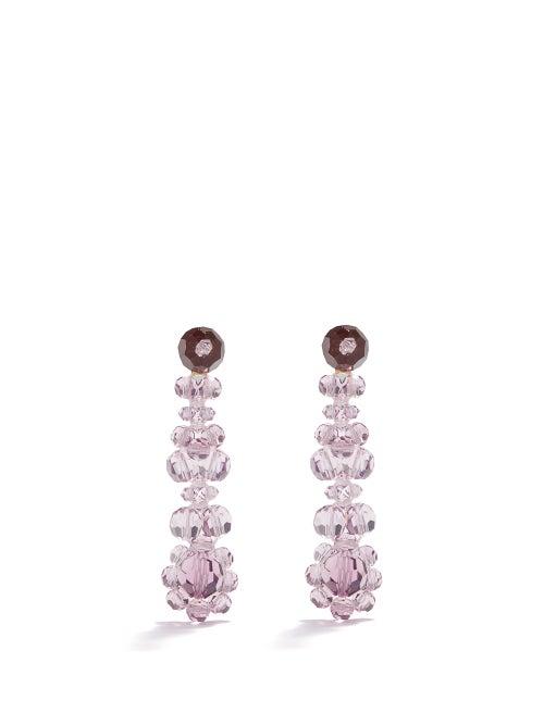 Simone Rocha - Floral-crystal Drop Earrings - Womens - Purple