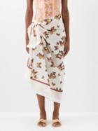 Agua By Agua Bendita - Orquidea Butterfly-print Cotton Sarong - Womens - Red Print