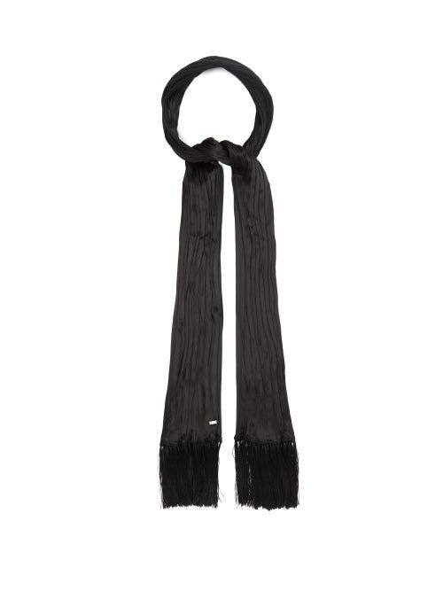 Matchesfashion.com Saint Laurent - Pleated Silk-faille Scarf - Womens - Black