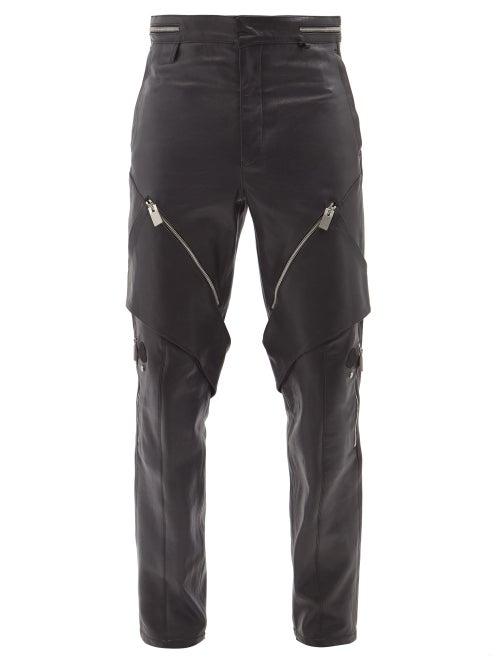 6 Moncler 1017 Alyx 9sm - Zipped Leather Trousers - Mens - Black