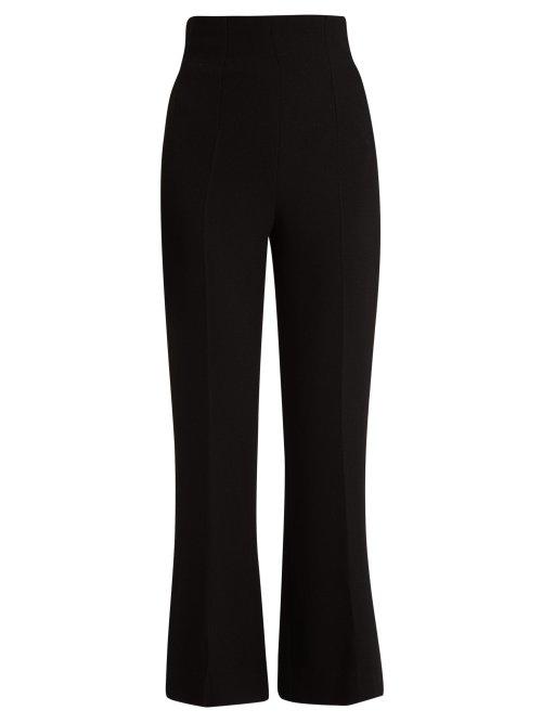 Matchesfashion.com Emilia Wickstead - Sammy Wool Crepe Wide Leg Trousers - Womens - Black
