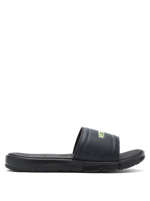 Matchesfashion.com Vetements - Logo-print Slides - Mens - Black Yellow