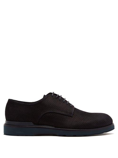 Matchesfashion.com Giorgio Armani - Chevron Effect Derby Shoes - Mens - Navy