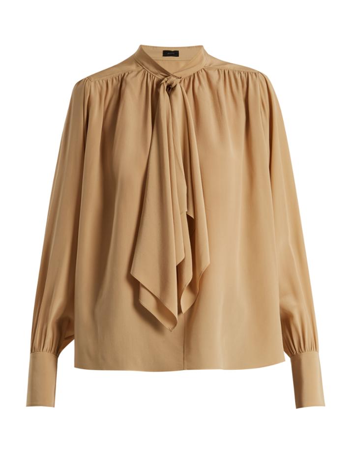 Joseph Cora Tie-neck Crepe De Chine Blouse