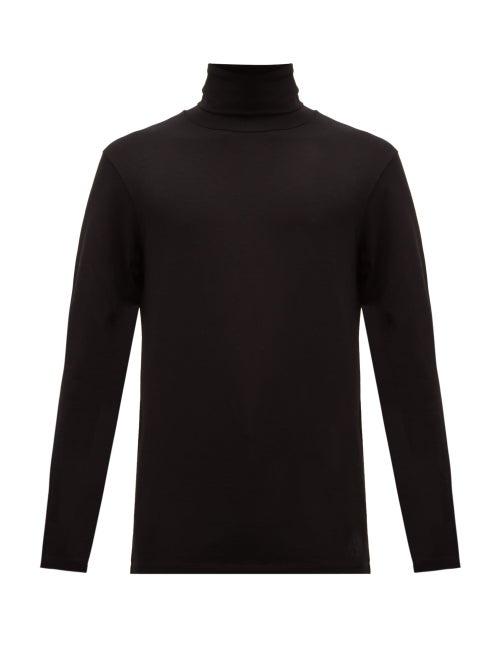 Matchesfashion.com Jil Sander - Roll Neck Cotton Blend Jersey T Shirt - Mens - Black