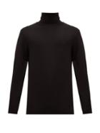 Matchesfashion.com Jil Sander - Roll Neck Cotton Blend Jersey T Shirt - Mens - Black