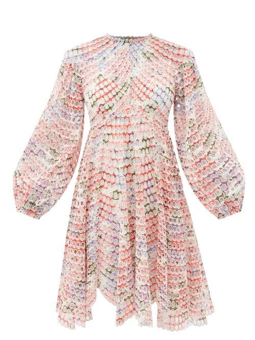 Matchesfashion.com Zimmermann - Poppy Embroidered-eyelet Poplin Dress - Womens - Yellow Print