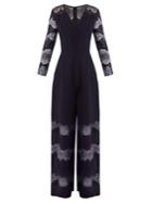 Huishan Zhang Faye Lace-panelled Crepe Jumpsuit
