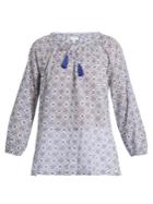 Velvet By Graham & Spencer Hollie Geometric-print Cotton Top
