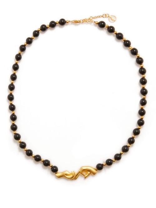 Anissa Kermiche - Les Mains 18kt Gold-plated Silver & Onyx Necklace - Womens - Black