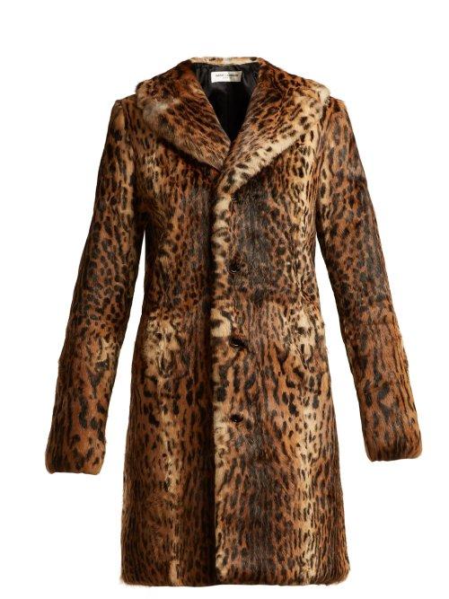 Matchesfashion.com Saint Laurent - Leopard Print Rabbit Fur Coat - Womens - Leopard