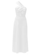 Matchesfashion.com Racil - Tangier One-shoulder Twist-front Crepe Midi Dress - Womens - Ivory