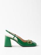 Gucci - Horsebit Leather Slingback Pumps - Womens - Green