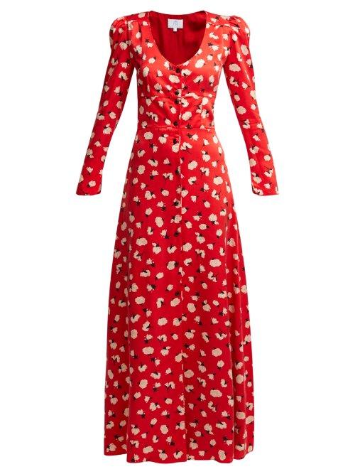 Matchesfashion.com Rebecca De Ravenel - Floral Print Silk Maxi Dress - Womens - Red Multi