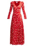 Matchesfashion.com Rebecca De Ravenel - Floral Print Silk Maxi Dress - Womens - Red Multi