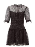 Matchesfashion.com Jonathan Simkhai - Sequin Embellished Lace Trimmed Mesh Mini Dress - Womens - Black
