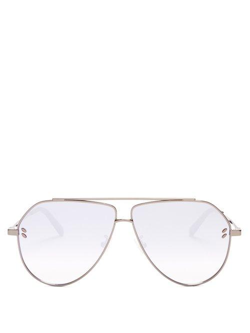 Matchesfashion.com Stella Mccartney - Angular Aviator Sunglasses - Womens - Grey Silver