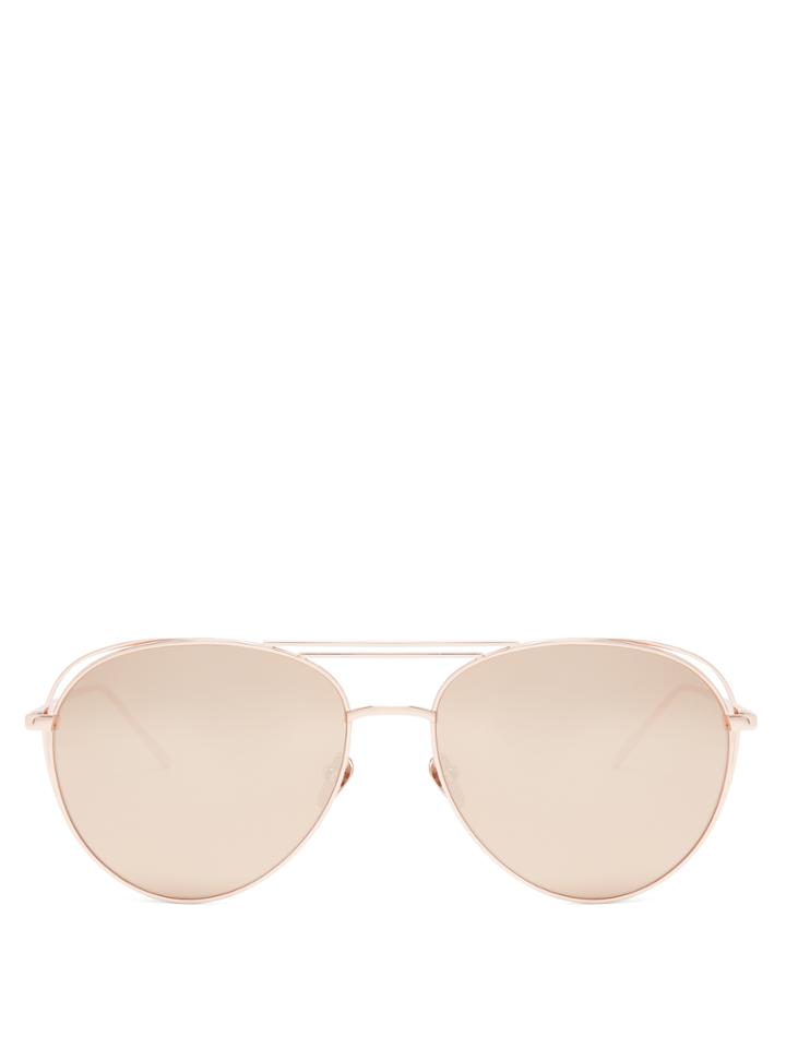 Linda Farrow Aviator Rose-gold Plated Sunglasses