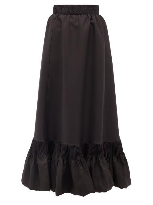 Matchesfashion.com Valentino - Pleated-hem Silk-gazar Skirt - Womens - Black
