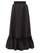 Matchesfashion.com Valentino - Pleated-hem Silk-gazar Skirt - Womens - Black
