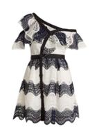 Matchesfashion.com Self-portrait - One Shoulder Asymmetric Guipure Lace Dress - Womens - Blue White