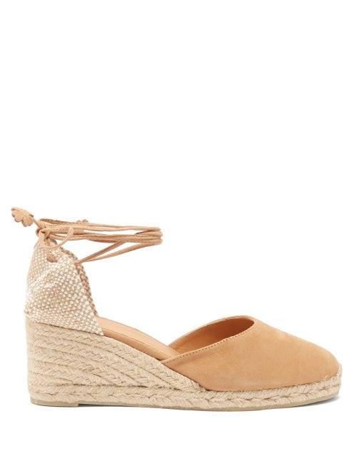 Matchesfashion.com Castaer - Carina 60 Suede & Jute Wedge Espadrilles - Womens - Tan
