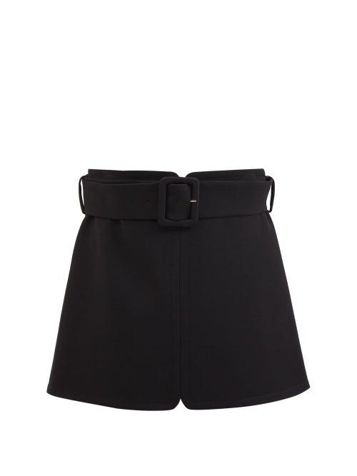Versace - Belted High-rise Wool Skirt - Womens - Black