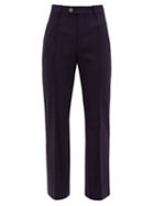 Matchesfashion.com Chlo - Tailored Virgin Wool Blend Twill Trousers - Womens - Navy