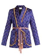 Matchesfashion.com Peter Pilotto - Double Breasted Quilted Satin Blazer - Womens - Blue