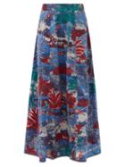 Matchesfashion.com Le Sirenuse, Positano - Camille Tree-print Cotton Maxi Skirt - Womens - Blue Print