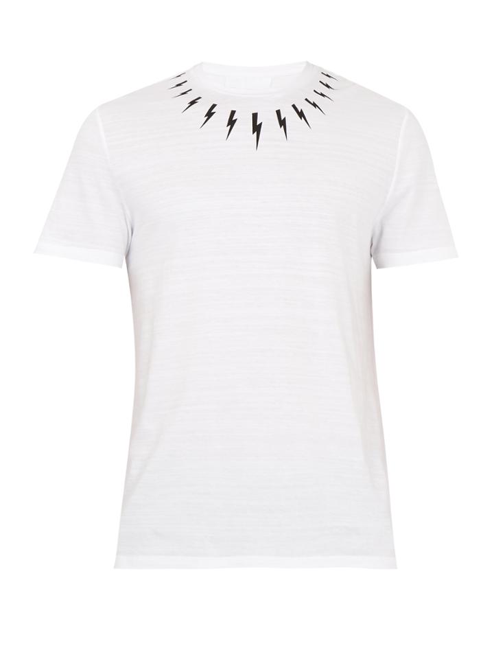 Neil Barrett Lightning-bolt Print Cotton-jersey T-shirt