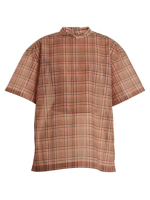 Matchesfashion.com Toga - High Neck Checked Mesh Top - Womens - Red Multi