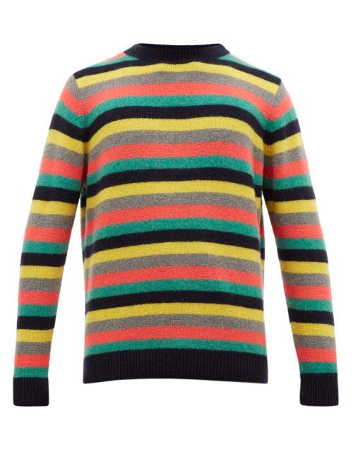 Matchesfashion.com The Elder Statesman - Striped Cashmere Sweater - Mens - Navy Multi