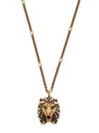 Matchesfashion.com Gucci - Crystal Embellished Lion Necklace - Womens - Gold