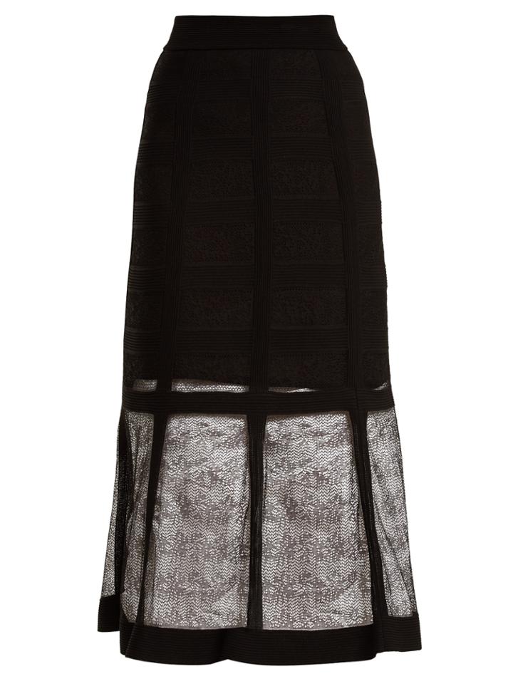 Alexander Mcqueen Corset-effect Contrast-knit Midi Skirt