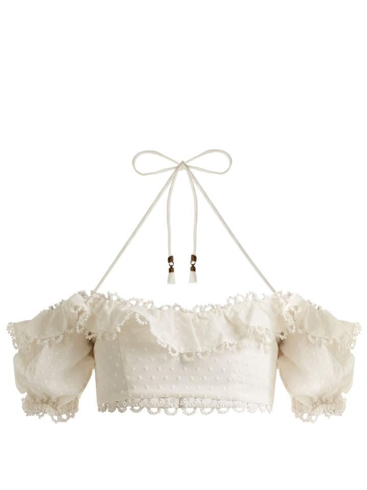 Zimmermann Melody Off-the-shoulder Cropped Top