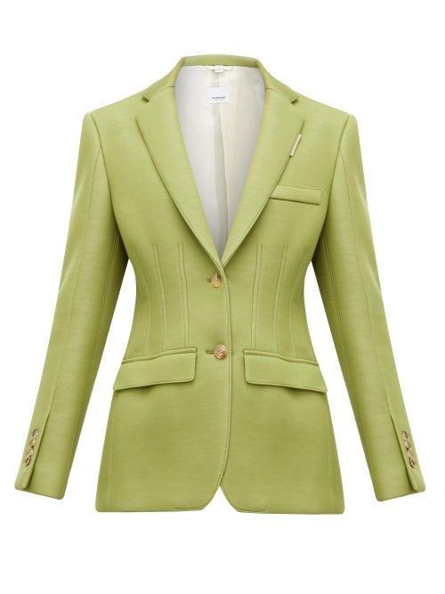 Matchesfashion.com Burberry - Single Breasted Tailored Scuba Blazer - Womens - Green