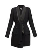 Matchesfashion.com Ann Demeulemeester - Double-breasted Satin-lapel Belted Wool Coat - Womens - Black