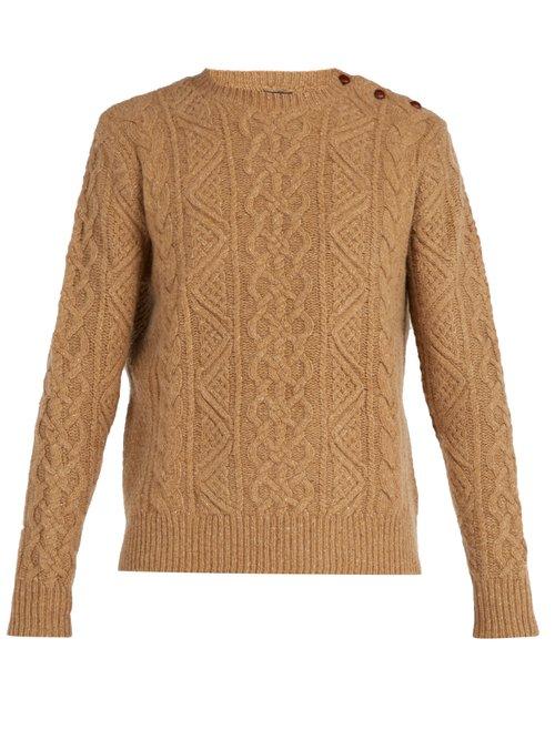 Matchesfashion.com Polo Ralph Lauren - Cable Knit Merino Wool Sweater - Mens - Camel