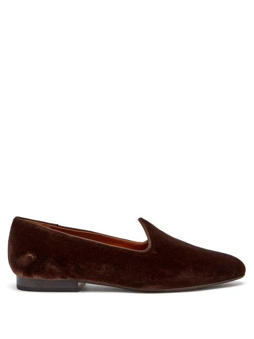 Le Monde Beryl - Velvet Loafers - Womens - Dark Brown