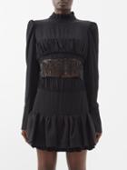 Paco Rabanne - Chainmail Fringed Crepe Cropped Top - Womens - Black