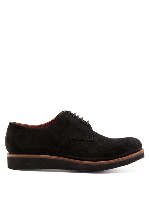 Matchesfashion.com Grenson - Curt Raised Sole Suede Brogues - Mens - Black