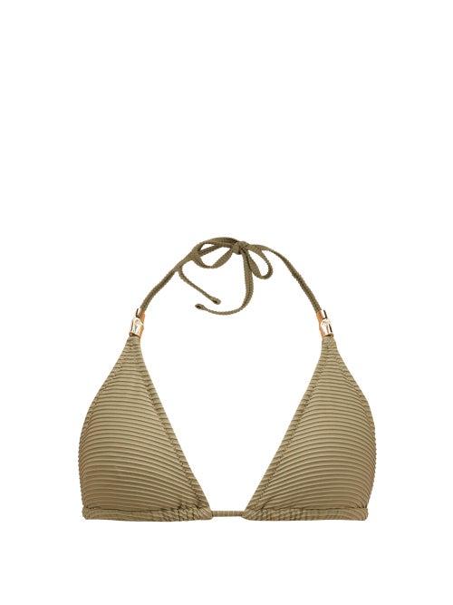 Matchesfashion.com Heidi Klein - Venice Pintuck Pleated Padded Triangle Bikini Top - Womens - Khaki