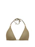 Matchesfashion.com Heidi Klein - Venice Pintuck Pleated Padded Triangle Bikini Top - Womens - Khaki