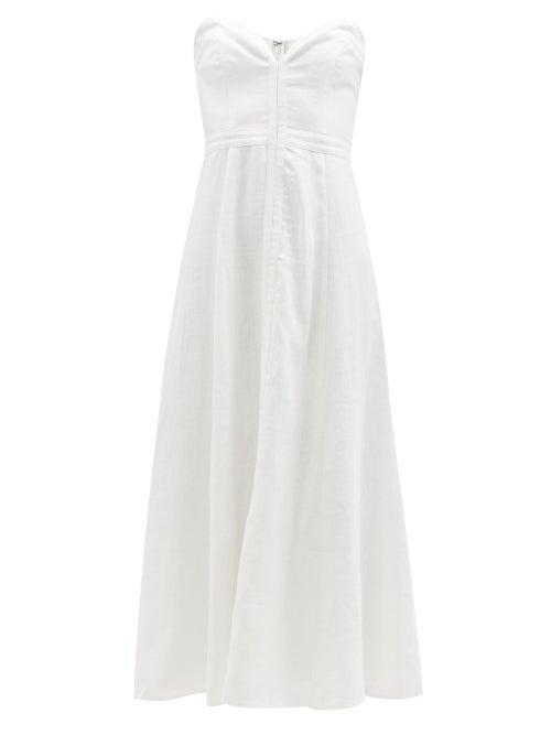 Mara Hoffman - Asteria Strapless Sweetheart-neck Hemp Midi Dress - Womens - White