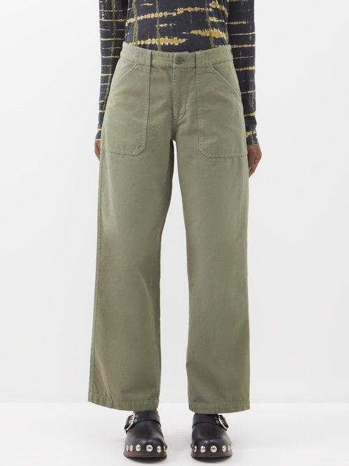 A.p.c. - Sidney Cotton-herringbone Straight-leg Trousers - Womens - Khaki