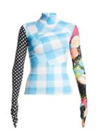 Matchesfashion.com Richard Quinn - Contrasting Print High Neck Top - Womens - Multi